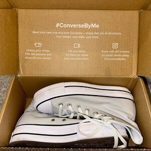 Custom Chuck Taylor All Star Lift Platform Leather in FOSSILIZED (Light Grey)